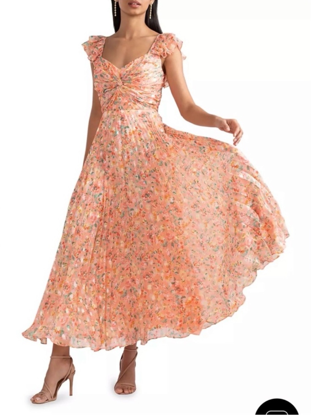 NWT Shoshanna Midnight Jeane Floral Print Twisted Amp Pleated Dress- 8
